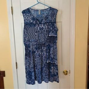 Blue & white sleeveless dress by Per Seption  Concept.